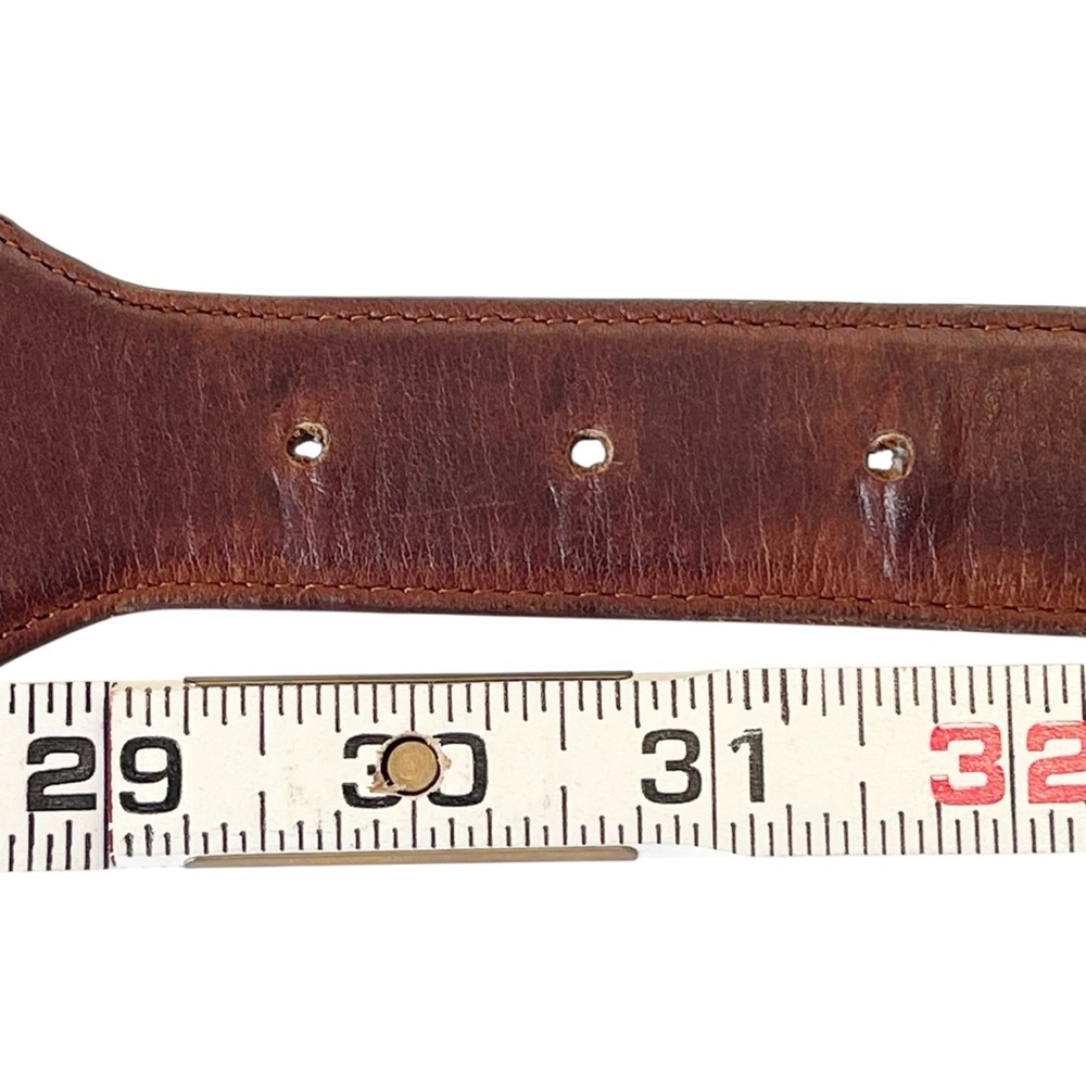 Brown Leather Statement Belt Vintage Twisted Rope Buckle Wide Waist Size S - Picture 12 of 15